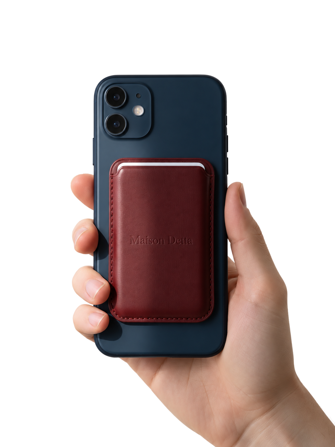 Magnetic Burgundy Leather Card Holder
