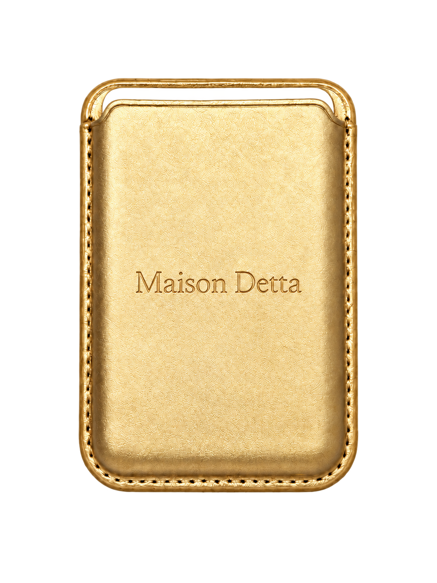 Beige Leather Magnetic Card Holder