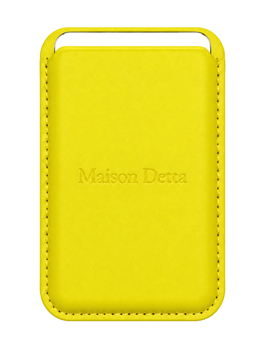 Porte-cartes Magnétique en Cuir Jaune